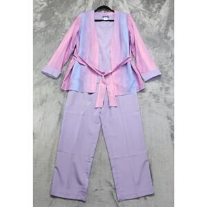 Vintage 90s Vicki Wayne Pant Set Size 14 Pastel Purple Pink Jacket Top 3 Piece